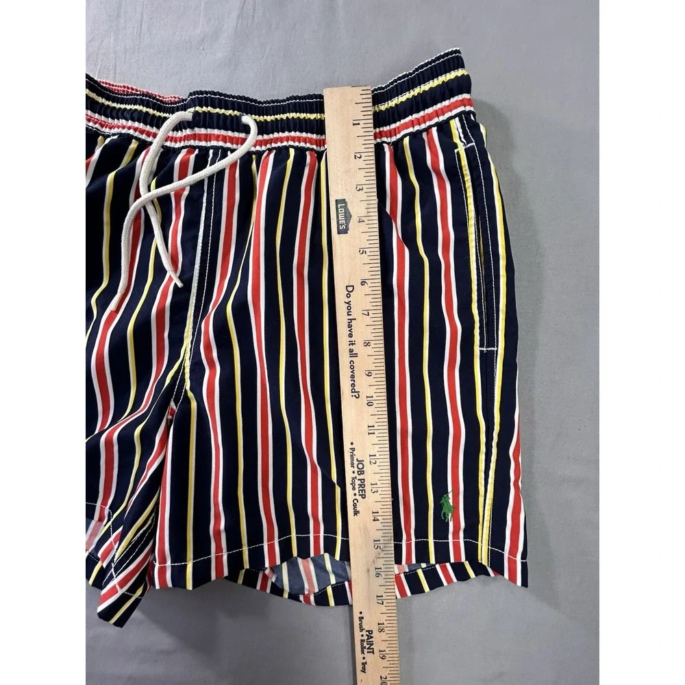 Polo Ralph Lauren Men's Medium‎ Striped Swim Shorts Green Polo Pony Beach Pool